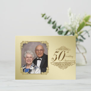 50周年結婚記念日の写真招待状カード 招待状