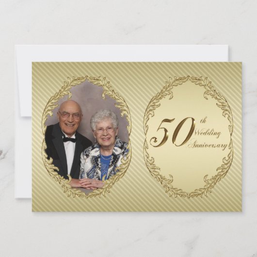 50周年結婚記念日の写真招待状カード 招待状 (正面)