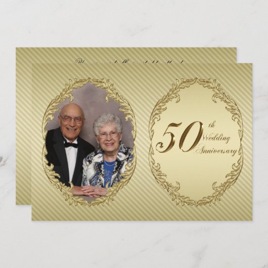 50周年結婚記念日の写真招待状カード 招待状 (正面/裏面)