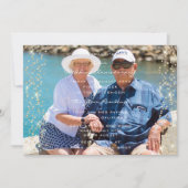 50周年結婚記念日の写真 ゴールドのコンフェッティ ファミリー 招待状 (正面)