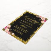 50周年結婚記念日の写真 ゴールドグリッター 箔招待状 (回転した状態)