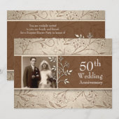 50周年結婚記念日の写真 ヴィンテージの招待状 招待状 (正面/裏面)