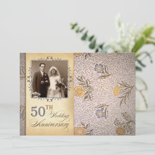 50周年結婚記念日の写真 ヴィンテージの招待状 招待状 (スタンド正面)