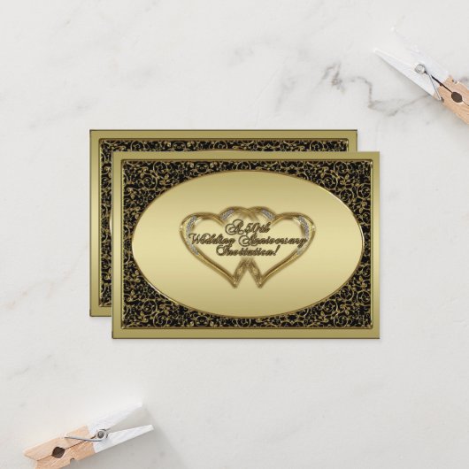 50周年結婚記念日の出欠確認招待状 招待状 (正面/裏面インサイチュ)