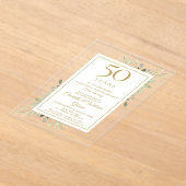 50周年結婚記念日の思い出　グリーン アクリル招待状 (レイダウン)