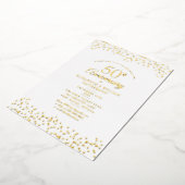 50周年結婚記念日の愛のハート ゴールド 箔招待状 (回転した状態)