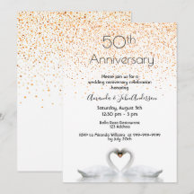 50周年結婚記念日の愛の白い2羽のスワン