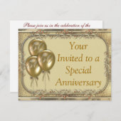 50周年結婚記念日の招待のお知らせ 招待状 (正面/裏面)