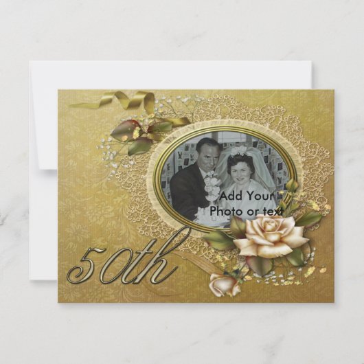 50周年結婚記念日の招待のお知らせ 招待状 (正面)