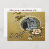 50周年結婚記念日の招待のお知らせ 招待状 (正面/裏面)