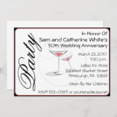 50周年結婚記念日の招待状カクテル 招待状 (正面/裏面)