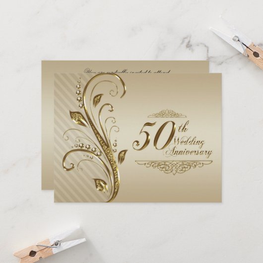 50周年結婚記念日の招待状カード 招待状 (正面/裏面インサイチュ)