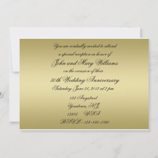 50周年結婚記念日の招待状カード 招待状 (裏面)