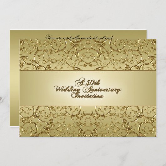50周年結婚記念日の招待状カード 招待状 (正面/裏面)