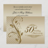 50周年結婚記念日の招待状カード 招待状 (正面/裏面)