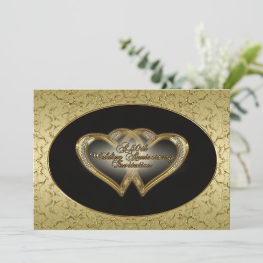 50周年結婚記念日の招待状カード 招待状 (スタンド正面)