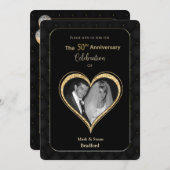 50周年結婚記念日の招待状 ゴールド装飾 招待状 (正面/裏面)