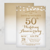 50周年結婚記念日の招待状 ゴールド 招待状 (正面/裏面)
