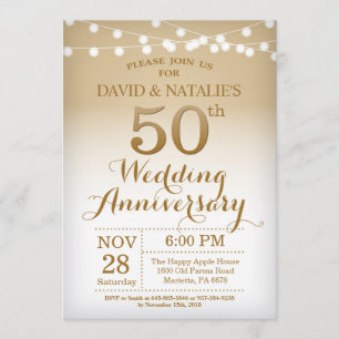 50周年結婚記念日の招待状 ゴールド 招待状