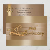 50周年結婚記念日の招待状 ゴールド 招待状 (正面/裏面)