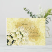50周年結婚記念日の招待状(バラのデザイン) 招待状 (スタンド正面)
