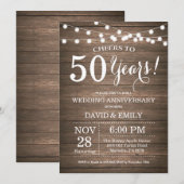 50周年結婚記念日の招待状　ラスティックウッド 招待状 (正面/裏面)