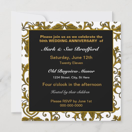 50周年結婚記念日の招待状 招待状 (裏面)