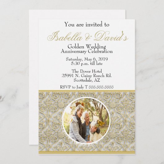 50周年結婚記念日の招待状 招待状 (正面/裏面)