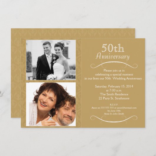 50周年結婚記念日の招待状 招待状 (正面/裏面)