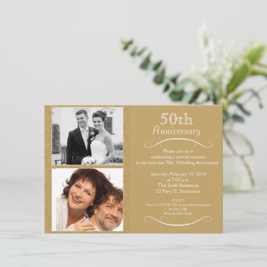 50周年結婚記念日の招待状 招待状 (スタンド正面)