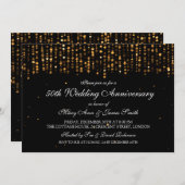 50周年結婚記念日の星のコンフェッティ ゴールド 招待状 (正面/裏面)