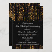 50周年結婚記念日の星型コンフェッティ ゴールド 招待状 (正面/裏面)