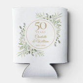 50周年結婚記念日の水彩グリーン 缶クーラー (裏面)