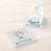 50周年結婚記念日の白いスワンたちの愛 ガラスコースター (アングル)