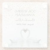 50周年結婚記念日の白いスワンたちの愛 ガラスコースター (裏面)