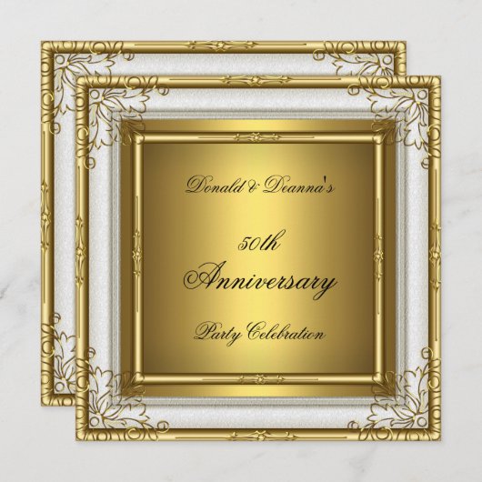 50周年結婚記念日の白金エレガント 招待状 (正面/裏面)