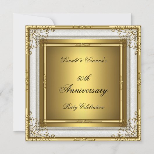 50周年結婚記念日の白金エレガント 招待状 (正面)