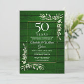 50周年結婚記念日の花の素朴な緑の木 招待状 (スタンド正面)