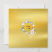 50周年結婚記念日の花飾りゴールド箔 招待状 (裏面)