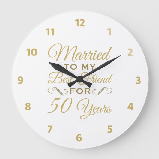 50周年結婚記念日の親友 ラージ壁時計 (正面)