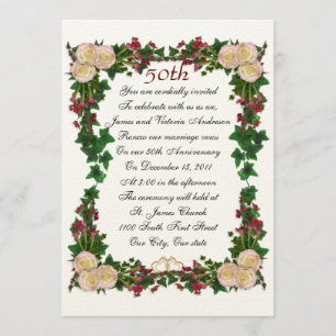 50周年結婚記念日の誓い更新招待状 招待状