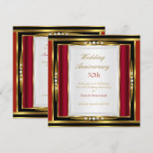 50周年結婚記念日の赤いゴールドとブラックダイヤモンド1 招待状 (正面/裏面)