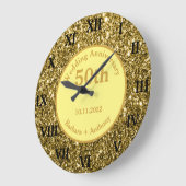 50周年結婚記念日の輝きゴールドグラマラス ラージ壁時計 (傾斜)
