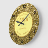 50周年結婚記念日の輝きゴールドグリーム ラージ壁時計 (傾斜)