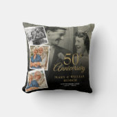50周年結婚記念日の5枚の写真の壁掛け クッション (正面)