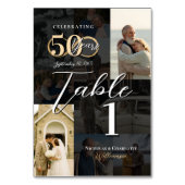 50周年結婚記念日の「Then & Now」写真コラージュ テーブルナンバー (正面)