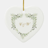 50周年結婚記念日グリーン モノグラム セラミックオーナメント (裏面)