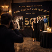 50周年結婚記念日バナー - 黄金の年写真 タペストリー