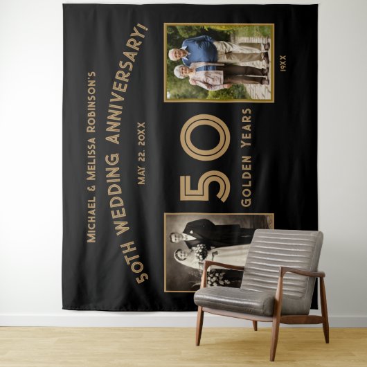 50周年結婚記念日バナー - 黄金の年写真 タペストリー (インサイチュ)