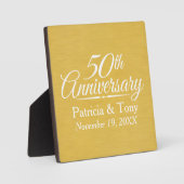 50周年結婚記念日パーソナライズドゴールド フォトプラーク (正面)